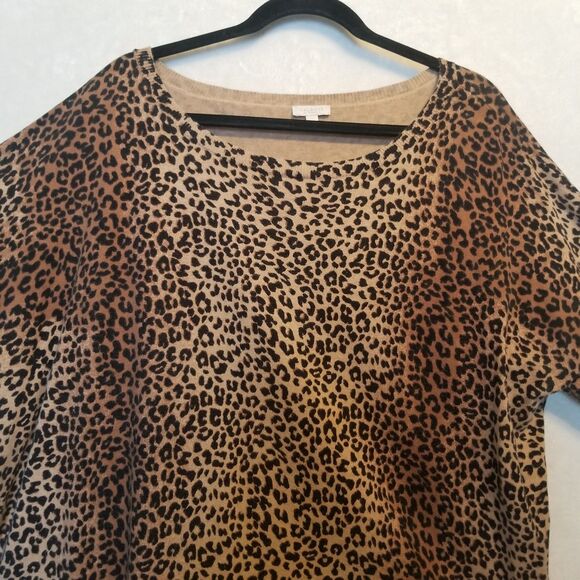 Talbots 3X Sweater 100% Cotton Cheetah Animal Print Lightweight Classic Preppy - Picture 4 of 8